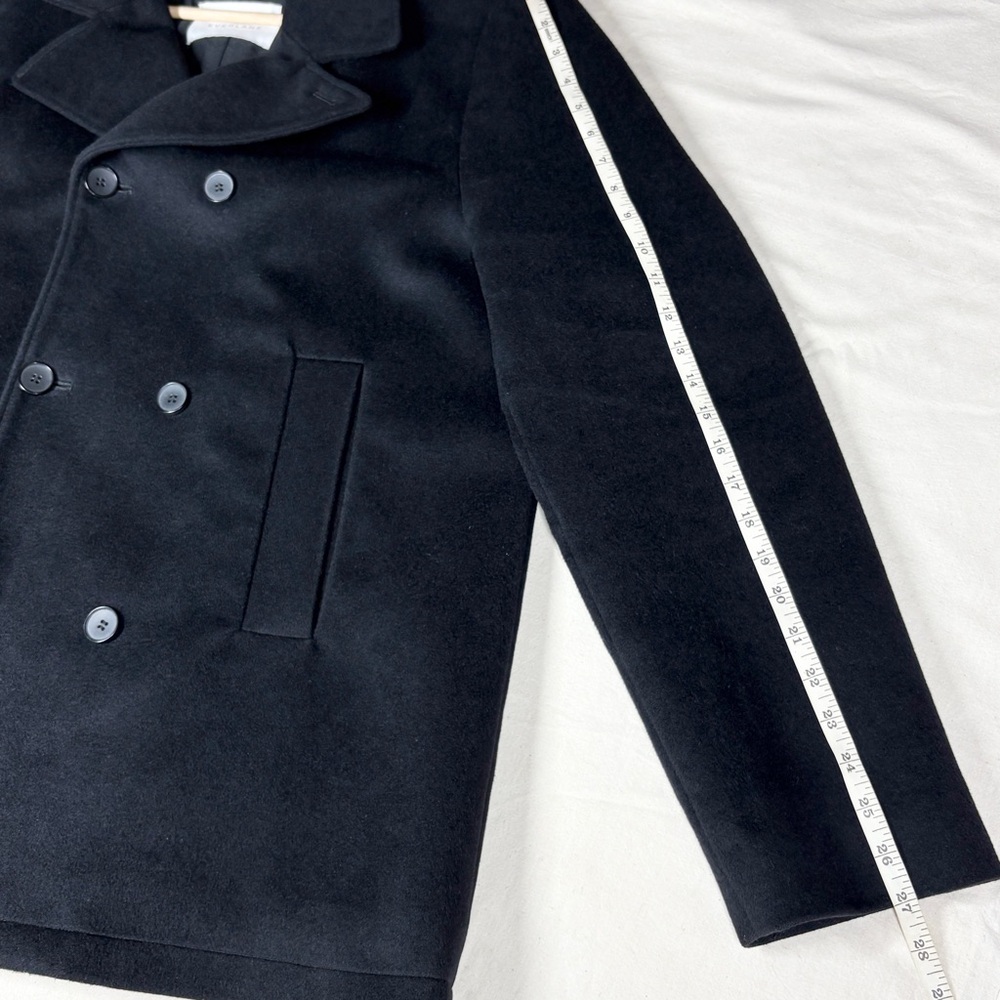 EVERLANE Mens Modern Peacoat Wool Cashmere Double Breasted Size XL Black - Picture 16 of 16